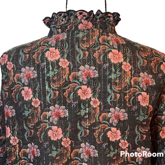 Louise Misha floral Button Front Long Sleeve Ruffle blouse - Picture 7 of 15